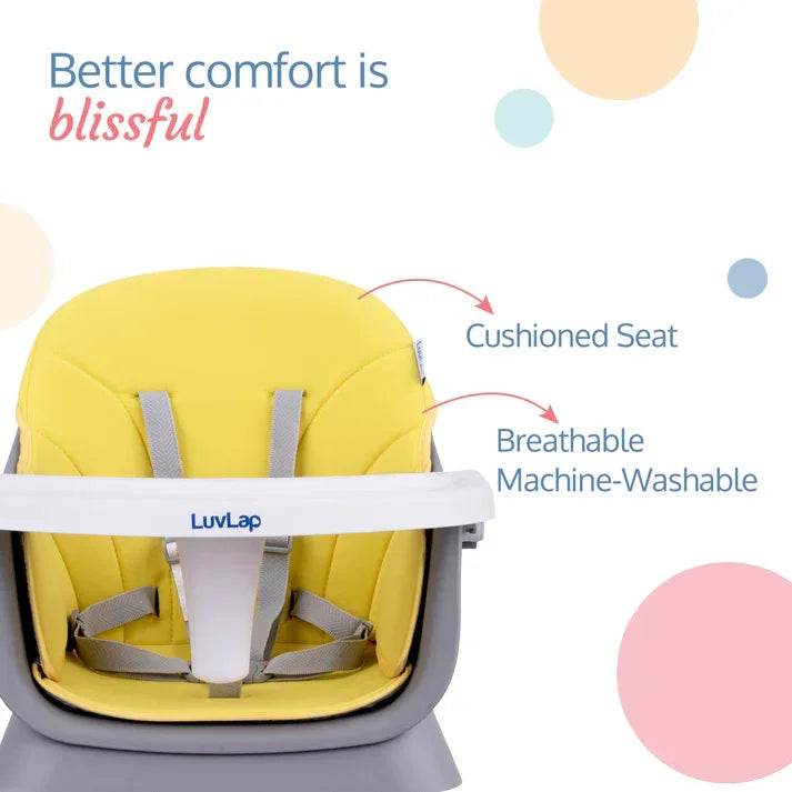 Adjustable 6-in-1 Baby Dining & Activity Chair – Grey and Yellow (6–36 Months) - Timbuktoon