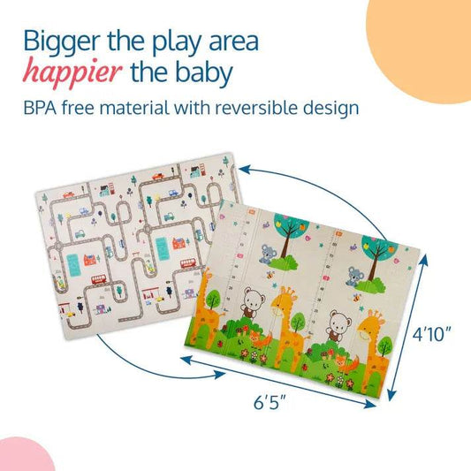 LuvLap Cityscape Double Sided Water Proof Baby Floor Mat, Multicolor, Reversible Floor mats for Kids, Baby mats for Floor, Crawling Baby, Extra Large Size, 6'5" x 4'10" (195.5cmx147cm), 0.8cm Thick