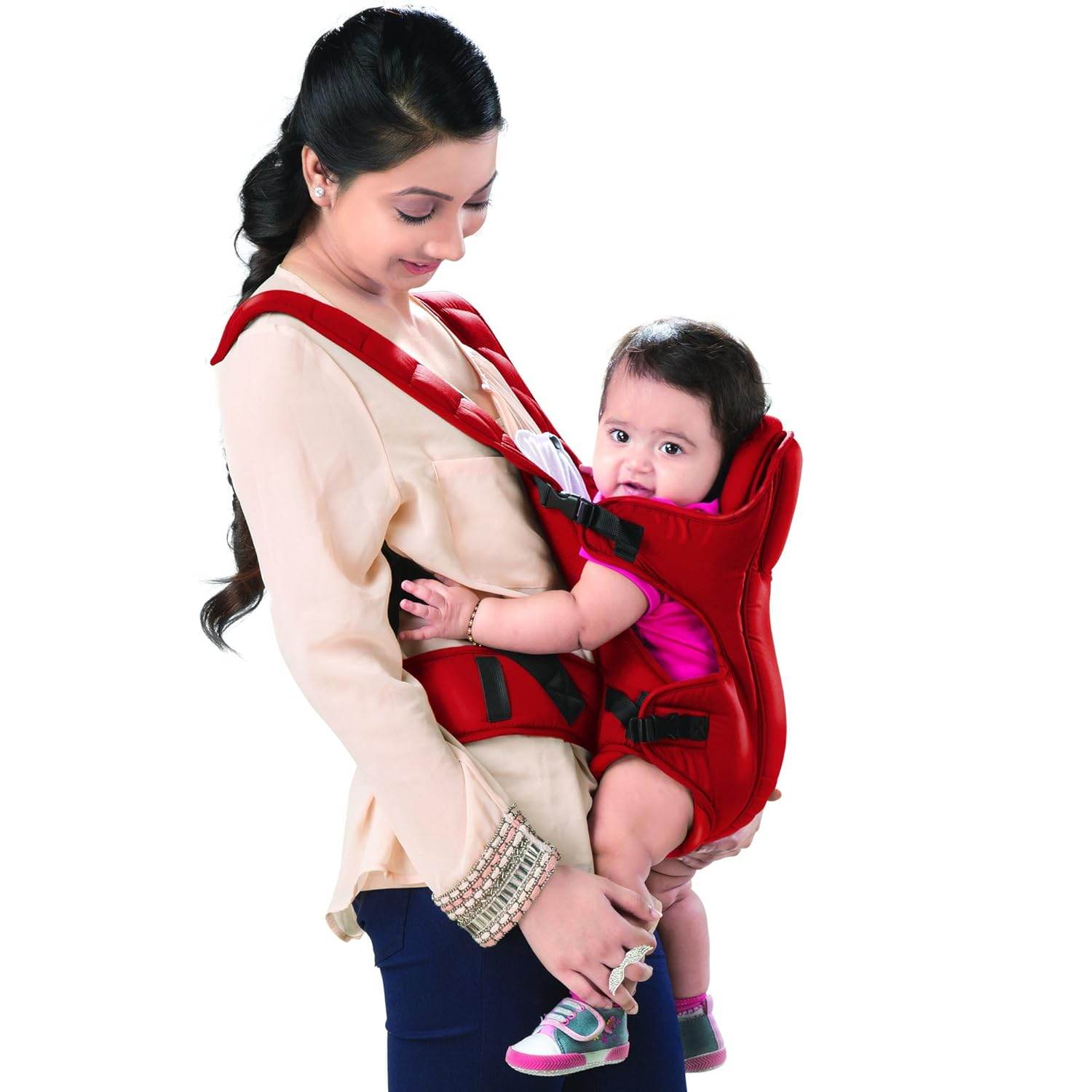 LuvLap Galaxy Toddler Carrier with 3-in-1 Carry Modes & Cushioned Headrest, For 6–15 Months, Up to 15 kg (Red) - Timbuktoon