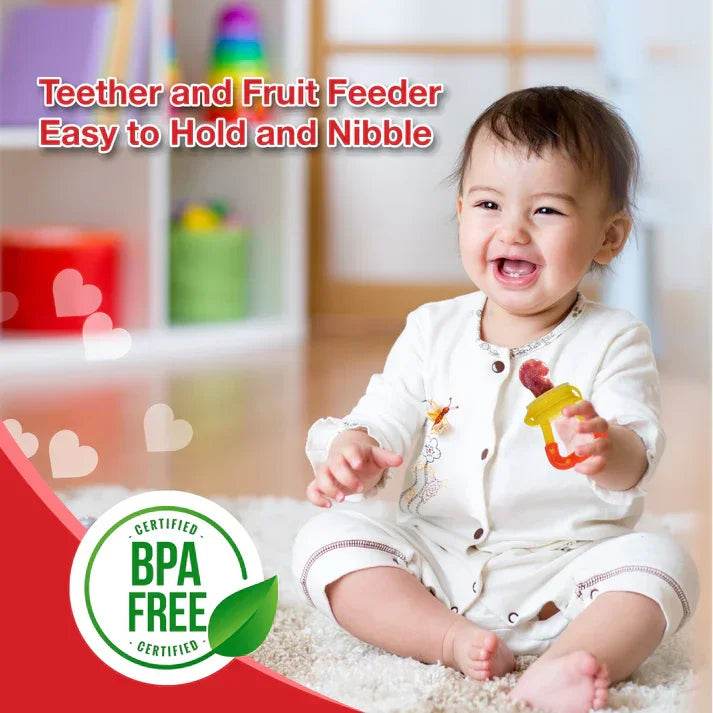 LuvLap Silicone Baby Fruit & Food Feeder | Soft Teething Pacifier with Extra Mesh | BPA-Free | Joystar Yellow - Timbuktoon