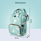 LuvLap Multifunctional Waterproof Diaper Bag for Mothers for Travel, Mother Travel Bag, Premium Oxford Waterproof Material, Large storage capacity with 15 pockets, Green Unicorn (all over print) - Timbuktoon