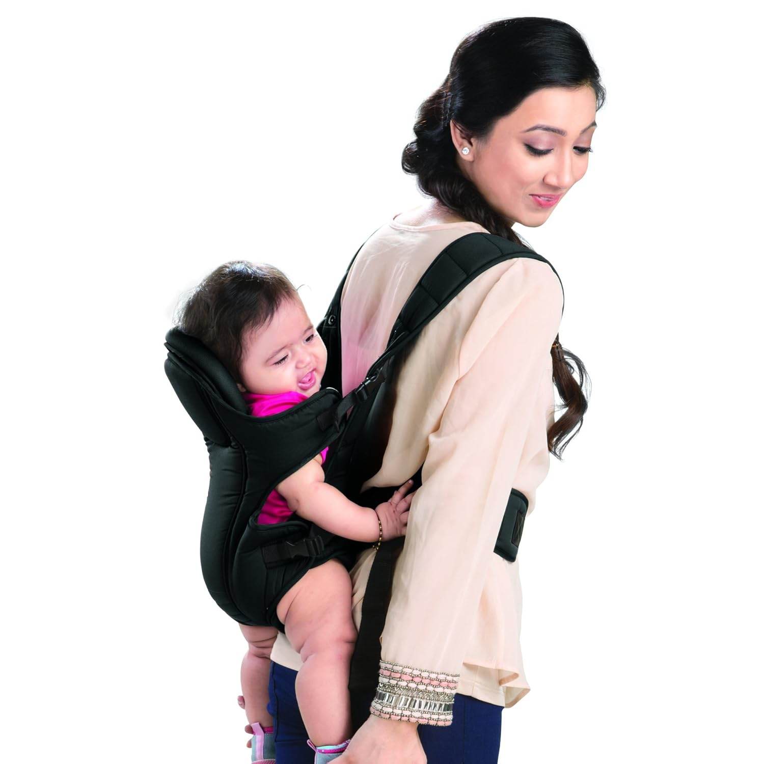 LuvLap Galaxy Infant Carrier with Cushioned Headrest, Suitable for 6–15 Months, Supports Up to 15 kg (Black) - Timbuktoon