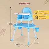 LuvLap Multipurpose 4-in-1 Baby Chair – High Chair, Booster Seat, Low Chair & Table – Printed Seat Pad, 3-Point Safety Straps, Removable Tray, Machine-Washable Fabric – Suitable from 6 Months, Blue - Timbuktoon