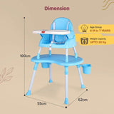 LuvLap Multipurpose 4-in-1 Baby Chair – High Chair, Booster Seat, Low Chair & Table – Printed Seat Pad, 3-Point Safety Straps, Removable Tray, Machine-Washable Fabric – Suitable from 6 Months, Blue - Timbuktoon