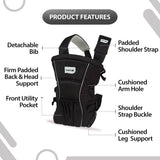 LuvLap Baby Carrier Blossom – Black Color Ergonomic & Comfortable Baby Carrying Solution for 0–15 Months - Timbuktoon