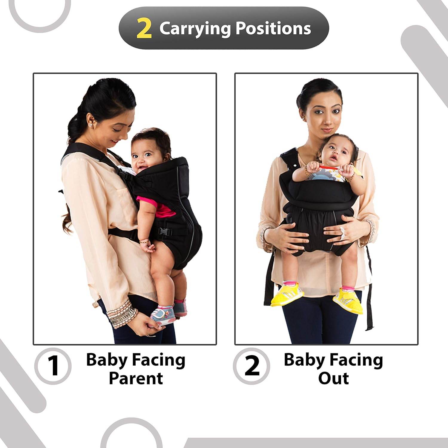 LuvLap Baby Carrier Blossom – Black Color Ergonomic & Comfortable Baby Carrying Solution for 0–15 Months - Timbuktoon