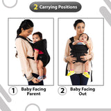 LuvLap Baby Carrier Blossom – Black Color Ergonomic & Comfortable Baby Carrying Solution for 0–15 Months - Timbuktoon