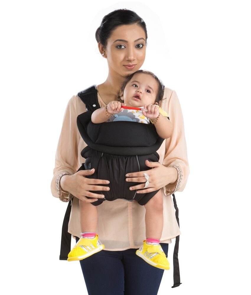 LuvLap Baby Carrier Blossom – Black Color Ergonomic & Comfortable Baby Carrying Solution for 0–15 Months - Timbuktoon