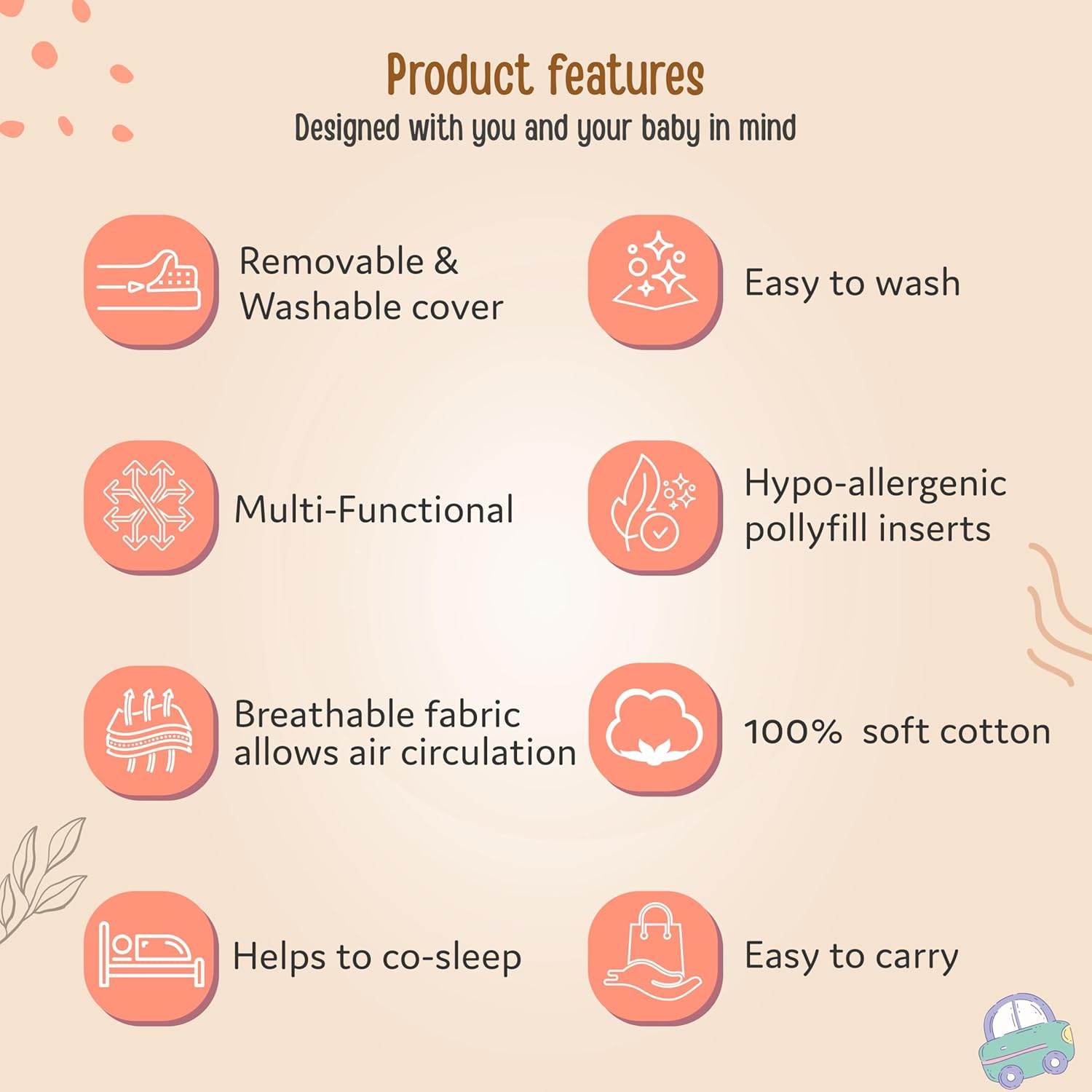 LuvLap 3 in 1 Baby Bed,Sleeping Bag&Carry Nest,Cotton Baby Bedding for New Born&Infant,Portable Bassinet,Unisex Baby Sleeping Bed,0M+ (Cars Print,Multicolour) - Timbuktoon
