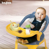 Baby Bucket Baby Chair with Tray | Strong & Durable Plastic Study and Feeding Chair for Kids | Portable High Chair for Toddlers Up to 30 Kg (Blue & Yellow)